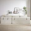 Modern Chenille Upholstered Sectional Sofa Couch Set, Modular L Shaped Sectional Living Room Sofa Set & 6 Pillows, Free Combination - Beige - Image 17