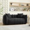 Cozy Beanbag Chair With High Resilience Foam Core For 2 - Black - Image 6