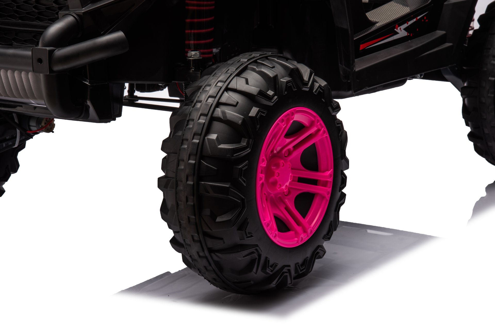 12V7A*1 30W*4 Four-Wheel Drive Leather Seat One Button Start, Forward And Backward, High And Low Speed, Music, Front Light, Power Display, Two Doors Can Open, 2.4G R / C, Seat Belt Four Wheel Absorber - Pink - Image 24