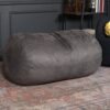 Michael - Modern 4 Foot Cylindrical Suede Bean Bag Chair - Charcoal - Image 4