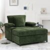 Modern Oversized Chair With Ottoman, Chenille Fabric Sofa Bed, Accent Chair Comfy Sofa With Cupholders And USB Charging Ports Chair For Living Room, Bedroom, Apartment - Green - Image 2