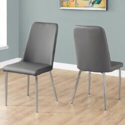 Dining Chair, Side, Upholstered For Dining Room, Contemporary / Modern (Set of 2) - Gray