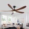 Solid Wood With Remote Control With Light (LED) Modern DC Motor Indoor / Outdoor 5 Blade Ceiling Fan For Patios, Bedrooms And Farmhouses - Antique Brown - Image 6