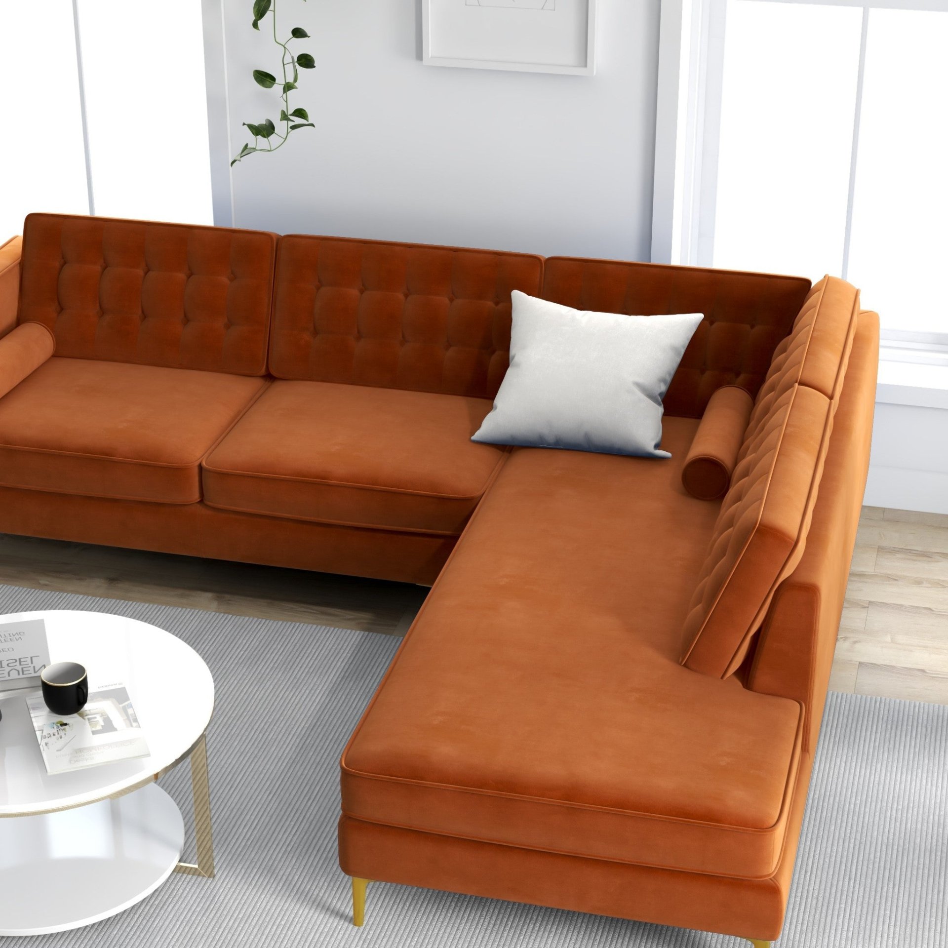 Brooke - Sectional Sofa Right Facing - Orange - Image 5