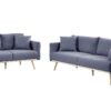 Easton - Linen Fabric Sofa, Loveseat Living Room With USB Charging Ports Pockets And Pillows (Set of 2) - Dark Gray - Image 9