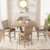 5 Pieces Set Counter Table Set Square Counter Table Solid Wood Modern Farmhouse Rustic Look Distressed Look - Grayish Brown - Image 7