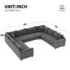 Modular Sectional Reversible U Shaped Couch Set, Free Combination Minimalist Style, Oversized 8 Seat Convertible Sofa - Gray - Image 14