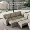 L-Shaped Sofa Sectional Sofa Couch Pull-Out Sofa Bed With Charging Devices And Cup Holders For Living Room - Beige - Image 7