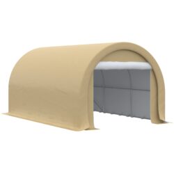 Outsunny - 10' x 16' Carport, Heavy Duty Portable Garage Storage Tent With Large Zippered Door, Anti-Uv Pe Canopy Cover For Car, Truck, Boat, Motorcycle, Bike, Garden Tools, Outdoor Work - Beige