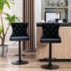 Swivel Velvet Barstools Adjusatble Seat Height, Modern Upholstered Bar Stools With Backs Comfortable Tufted For Home Pub And Kitchen Island (Set of 2) - Black - Image 13