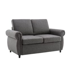 Pull Out Sofa Bed Loveseat Sleeper With Twin Size Memory Mattress With Two USB Ports For Living Room Spaces - Gray