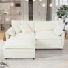 Modern Chenille Deep Seat Sectional Sofa Cloud Couch With Ottoman, Upholstered Modular L Shaped Couch For Living Room Apartment, Office - Beige - Image 2