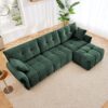 Stylish 3 Seater Sofa Set With Ottoman And Pillows, Textured, High Resilience Cushions - Green - Image 12