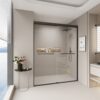 Double Sliding Shower Door, Semi Frameless Bypass Bathroom Sliding Door With 1 / 4" (6Mm) Tempered Glass For Walk In Shower - Matte Black - Image 10