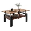 Modern Rectangular Coffee Table With Tempered Brown Glass Top And Layer Table For Living Room - Brown / Black - Image 8