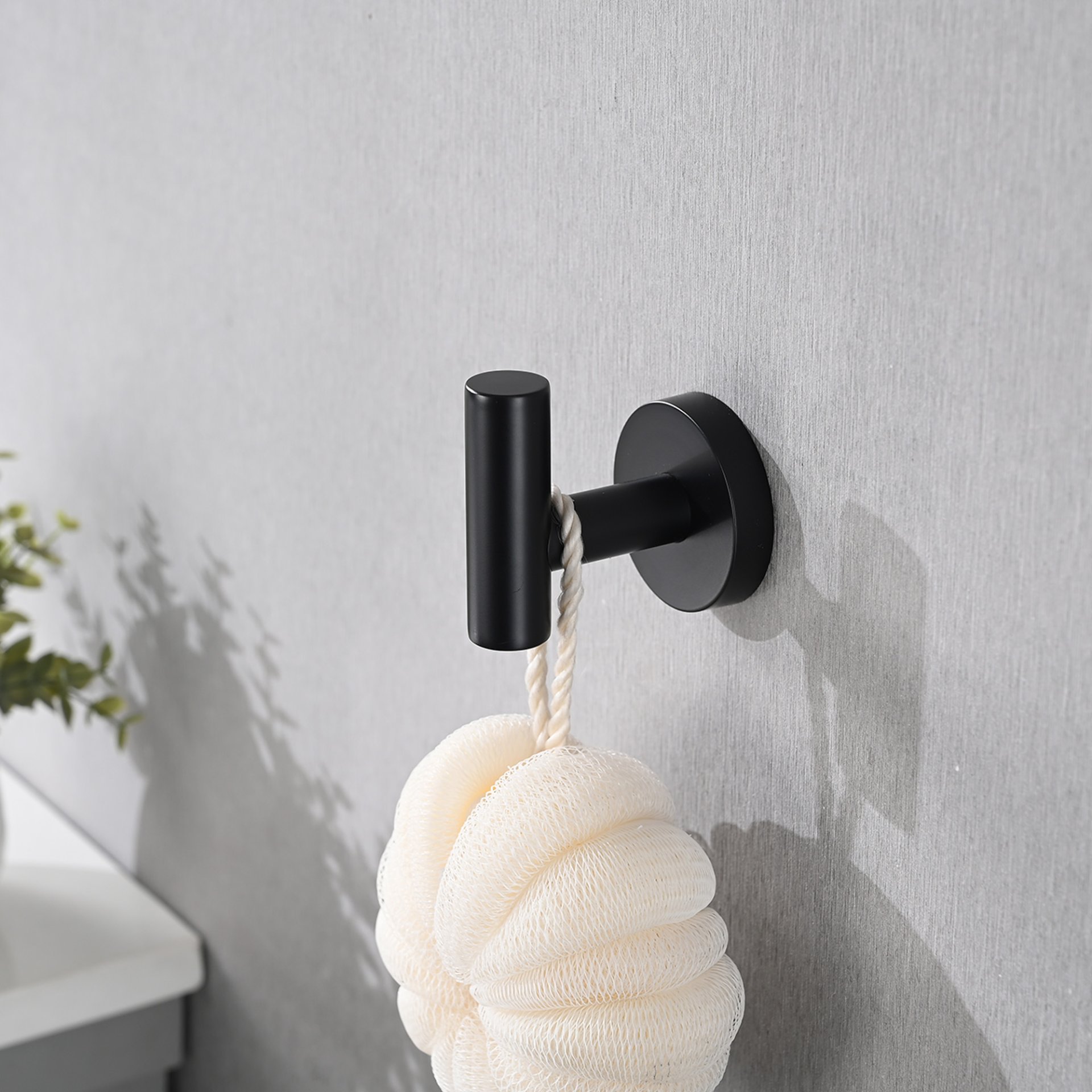 Bathroom Hardware Set Stainless Steel With Towel Bar, Paper Holder, And Hooks - Matte Black - Image 7