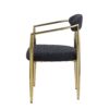 Dining Chairs (Set of 2), Mid-Century Modern Dining Chairs, Kitchen Dining Room Chairs, Round Boucle Backrest Sherpa Dining Chair With Metal Legs - Black / Gold - Image 4