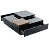 Movable Top Coffee Table, Modern Square Wood Coffee Table With High Gloss Finish, 4 Hidden Storage Drawers For Living Room - Black - Image 12