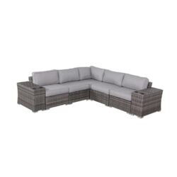 7 Piece Rattan Sectional Sofa Set With Cushions - Gray Mix