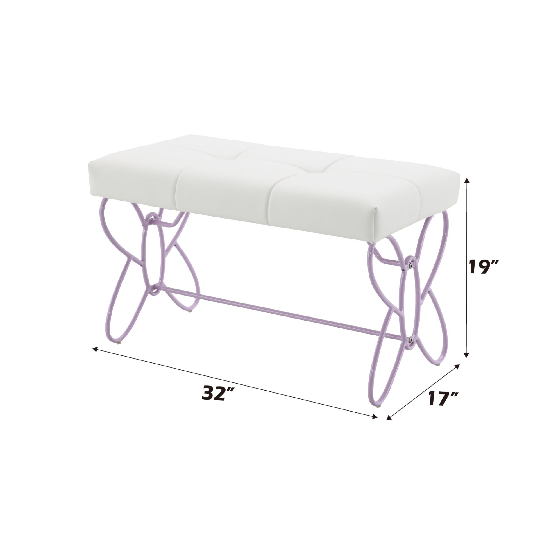 Priya II - Synthetic Leather Purple Bench - Purple / White - Image 2