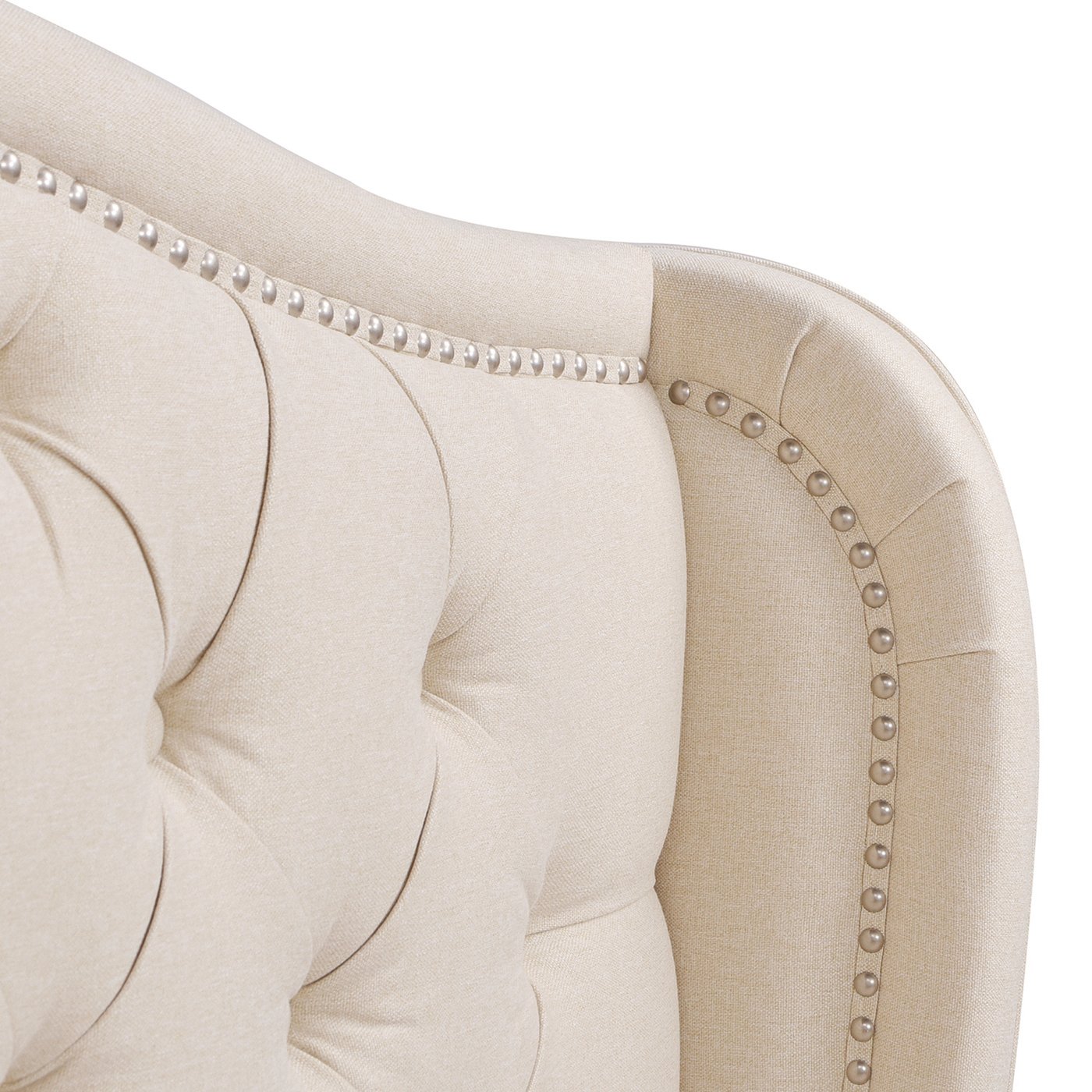 Fontana - King Wingback Upholstered Platform Bed Frame - Sky Neutral Beige - Image 3