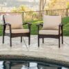 Honolulu - Club Chair (Set of 2) With Weather Resistant Wicker And Cushions - Brown / Tan - Image 6