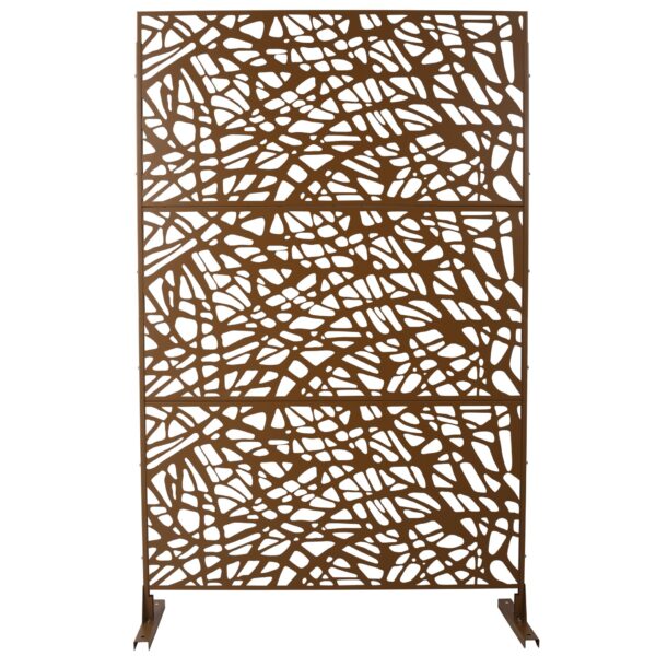 Outdoor & Indoor Metal Privacy Screen Freestanding Decorative Privacy Screen, Privacy Fence Panels For Deck Balcony Patio Garden - Brown