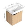 20" Wall Mounted Bathroom Vanity With Ceramic Sink And Storage Cabinet - Oak - Image 3