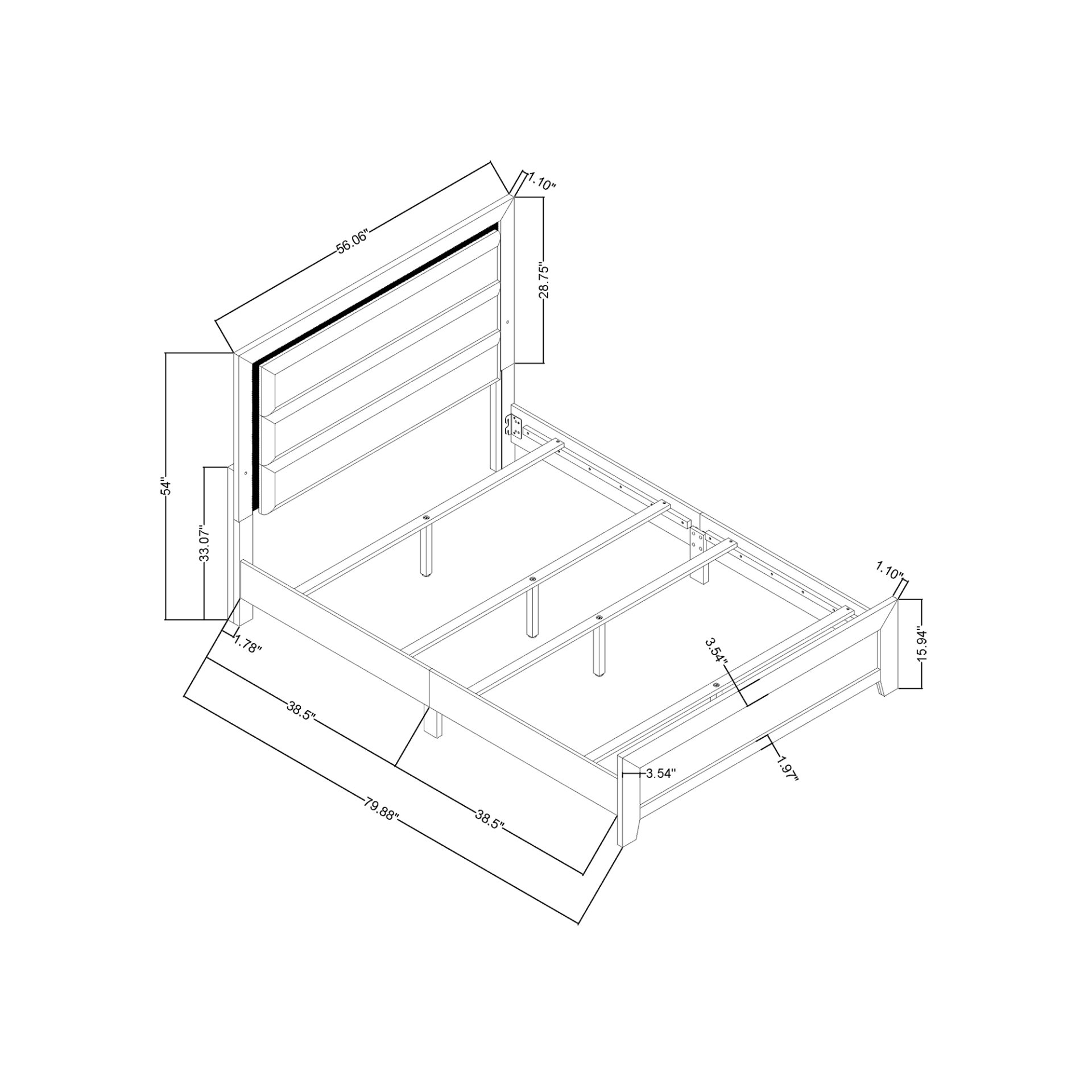 Carlos - Full Bed With LED - Black - Image 6
