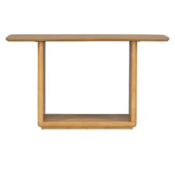Console Table With Curved Corners And U Base Design - Natural Wood Veneer - Brown