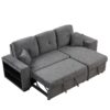 Reversible Sleeper Sectional Sofa Bed With Side Shelf And 2 Stools, Pull-Out L-Shaped Sofa Bed, Corner Sofa-Bed With Storage Chaise Left / Right Hande For Living Room - Blue / Black - Image 14