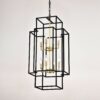 8 Light Metal Lantern Tiered Pendant Hanging Light Fixtures, Industrial Farmhouse Adjustable Height Chandeliers For Dining Room Hallway Foyer Entryway (E12 Bulbs Not Included) - Matte Black / Gold - Image 9