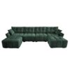 Modern Style 4 Seater Sofa Set With 2 Ottomans Frame - Premium Green - Image 16