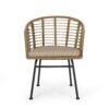 Randy - Modern Wicker Chair With Water Resistant Cushions - Brown / Beige - Image 6
