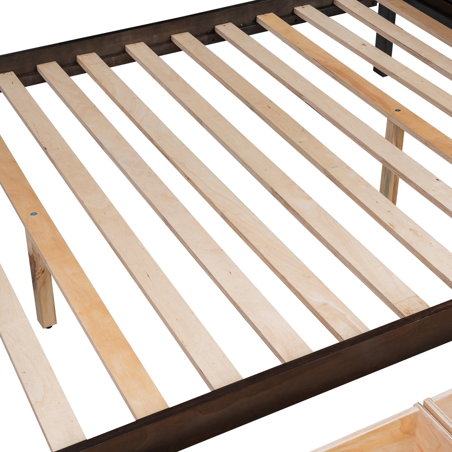 Twin Over Full Bunk Bed With Shelfs, Storage Staircase And 2 Drawers - Espresso - Image 14