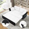 Modern Convertible Sleeper Sofa Bed With Pull Out Queen Design, Side Storage & Thick Cushions Chenille Loveseat For Living Room Or Bedroom 3 In 1 Function - - White - Image 8