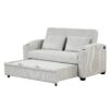 Pull Out Sofa Bed Modern Chenille Convertible Loveseat Sofa With Adjsutable Backrest, 2 Pillows, Cup Holders, USB Ports For Living Room, Apartment - White / Gray - Image 15