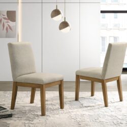 Jasper - Contemporary Beige Fabric Dining Chair (Set of 2) - Driftwood Finish