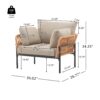 Lounge Chairs With Cushions / Wood Tone Rope Accents, Iron And Rattan (Set of 2) - Beige / Natural - Image 3