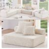 Loveseat Frame For Oversized Modular U Shaped Sectional Floor Couch Convertible Compressed Couch, Spacious Foam Filled Sofa - Beige - Image 3