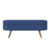 Ottoman Oval Storage Bench With Rubber Wood Legs In Linen With Foam Padding - Blue - Image 7