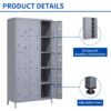 15 Door Lockers With Lock For Storage In Home, Gym, Office, And School - Gray - Image 9