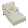 Oversized Chaise Lounge Chair Indoor With 2 Comfy Pillows Rolled Arms Corduroy Fabric Sleeper Sofa Chair For Living Room Bedroom - Beige - Image 7