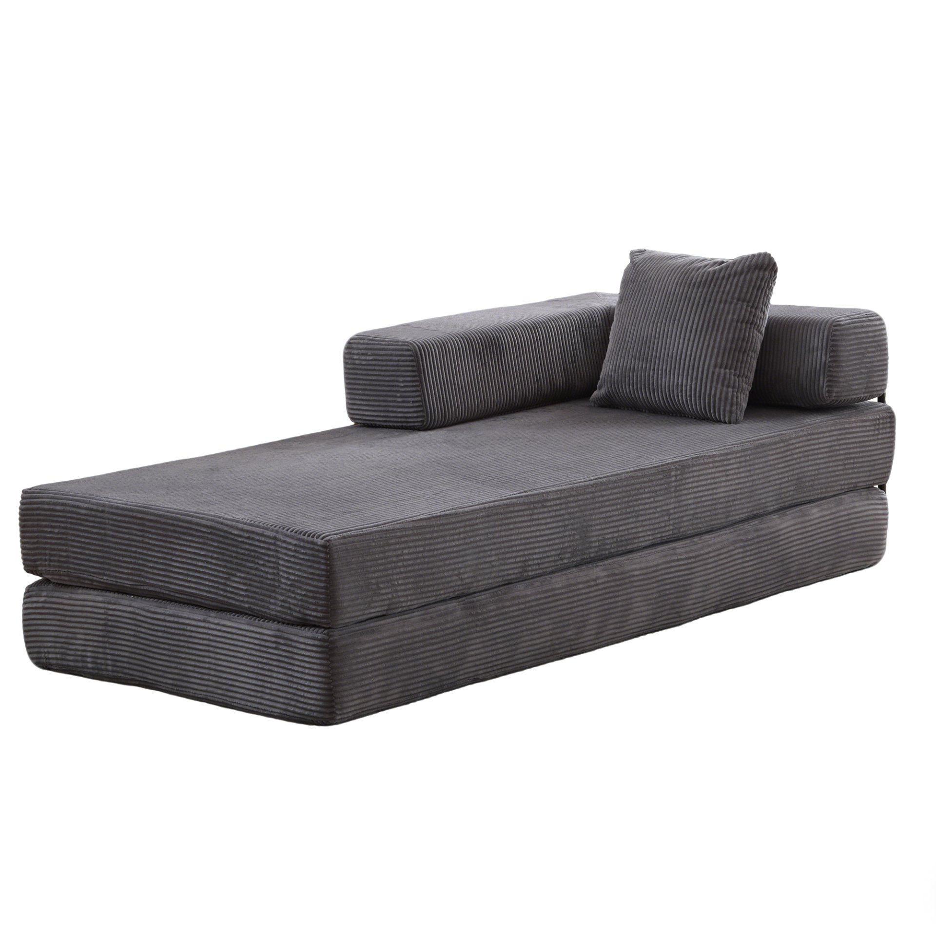 Floor Couch, Compression Sofa, Convertible Floor Sofa Bed With Pillow Back Support Armrest - Dark Gray - Image 14
