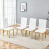 Elegant Vintage Armless Dining Chairs Set With Grid Design And Metal Legs (Set of 4) - White / Gold - Image 2
