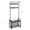 Coat Rack, Hall Tree With Shoe Bench For Entryway, Entryway Bench With Coat Rack, 4 In 1, With 9 Removable Hooks - Rustic Brown / Black - Image 7