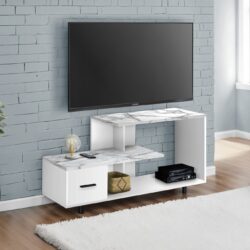 TV Stand, Console, Media Entertainment Center, Storage Drawer, Contemporary & Modern - White