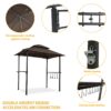 Outdoor Grill Gazebo 8 X 5 Ft With Double Tier Canopy, Steel Frame, Bar Counters & Hook - Brown - Image 8