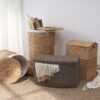 Joseph - Rectangular Curve Resin Woven Wicker Trunk With Handles Multi Purpose Storage - Walnut Brown - Image 9