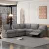Power Recliner Corner Sofa Home Theater Reclining Sofa Sectional Couches With Storage Box, Cup Holders, USB Ports And Power Socket For Living Room - Gray - Image 2